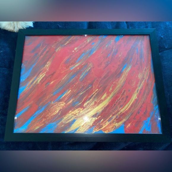Hand Crafted - Fire - Red and Gold -painting 10X14 - comes in frame - Picture 2 of 3